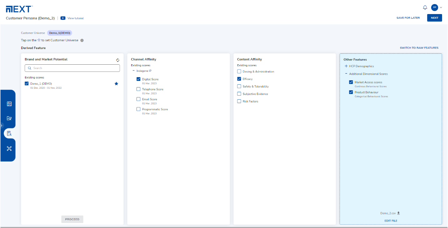 Customer Persona dashboard on NEXT